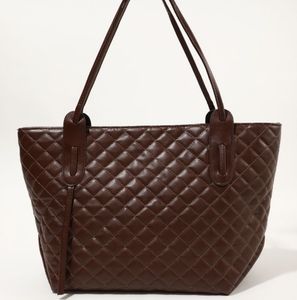 Quilted chocolate brown tote bag